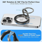 Magnetic Ring Holder for MagSafe Dual-Side Magnet Stand Cell Phone Grip for iPhone 17 Pro Max 16 15 14 13 12 Plus Samsung Galaxy S25 Edge S24 Ultra S23 S22 S21 S20 Magnetic Finger Ring for Car Mount