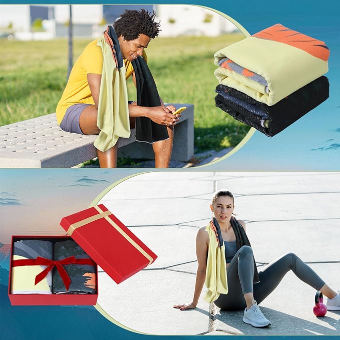 Hahafelt 2 Pack Car Seat Towel Covers Athletic Running Towel Performance Microfiber Post Workout Sweat Washable Cover Non Slip for Seat Outdoor Sport (Yosemite)