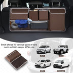 UYYE Trunk Hanging Organizer, Backseat Storage Bag, Collapsible Car Interior Accessories with 4 Pockets & 2 Mesh Pouches for Tools, Provide More Storage Trunk Space for SUV, Jeep, MPVs (Brown)