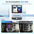 2+64G Android Car Stereo for Ford Expedition 2007-2014 (Manual A/C) Wireless Carplay Android Auto, 9’’ Touchscreen Car Radio with GPS Navigation Bluetooth Mirror Link WiFi FM/RDS EQ Backup Camera SWC