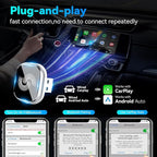 2026 Upgraded Wireless CarPlay Adapter, Bluetooth Car Play Wireless Adapter Mini 2-in-1 Android Auto Adapter, Plug & Play Zero Latency Auto-Connect, USB-A/Type-C Interface, Fits iOS 10+ & 2015+ Cars