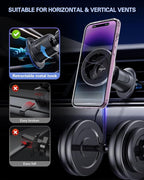 for Magsafe Vent Mount [Horizontal/Vertical]: Ultra Strong Magnetic Car Phone Holder, Circle Magnet Air Vent Stand for Mag Safe Phone Grip, iPhone 16 15 14 Pro Max Samsung Cellphone Case, Ring Holder