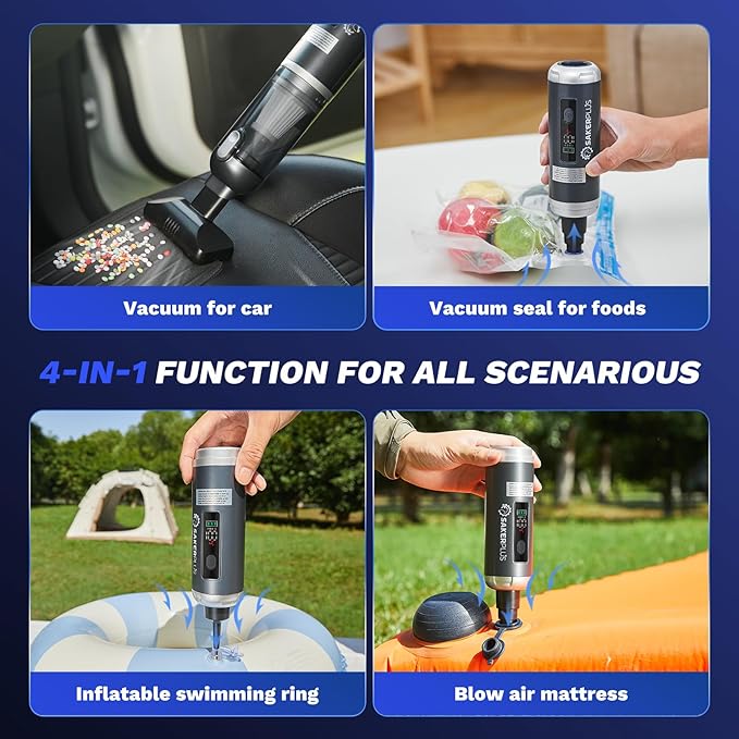 SakerPlus Mini Vacuum Cleaner,Cordless Car Vacuum, 4 in 1 Mini Vacuum Cleaner High Power 16000PA Suction Handheld Vacuum,Portable Vaccum with HEPA Filter for Cars,Desktop,Home HL159 (Grey)