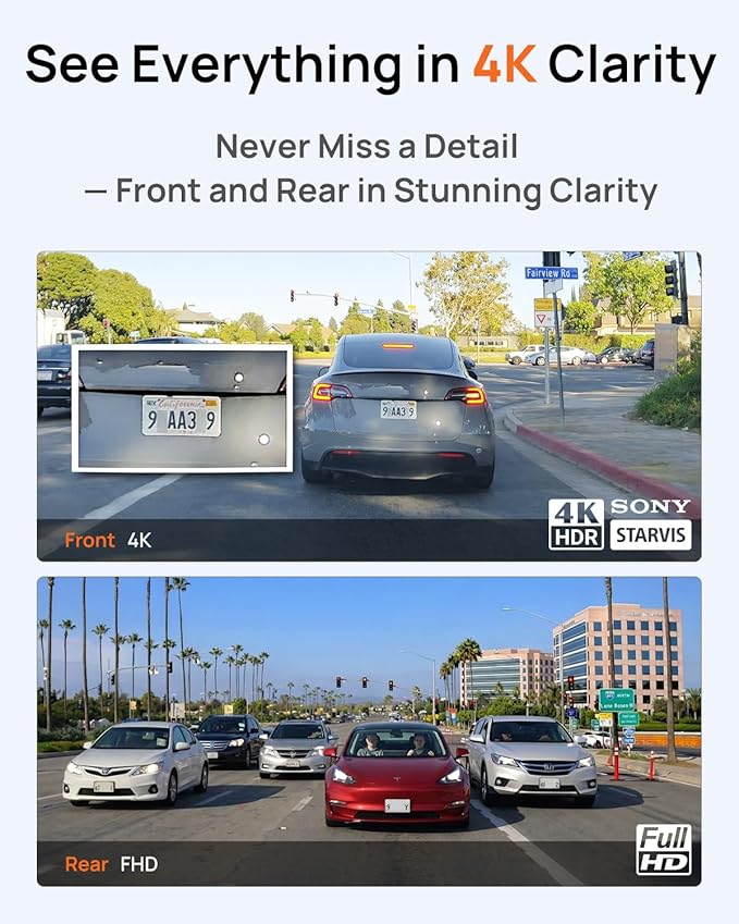 BlackVue SAFY9 2CH 64GB Dashcam - 4K+1080P Dash Cam Front and Rear, HDR Front, AI Night Vision, SD Card Included, Wi-Fi, GPS, 24-Hour Parking Guard, LCD Display