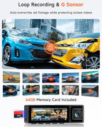 4K 3 Channel Dash Cam Front and Rear,4K+2.5K+1080P Dash Camera for Cars Inside,3.2" Screen Dash Camera for Cars, WiFi APP Control,4 IR Night Vision, G-Sensor, 24H Parking Mode, 64GB SD Card Included