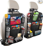 2PCS Car Backseat Organizer, Oxford Car Back Seat Protecter Kick Mat with Touch Screen Tablet Holder, Waterproof Automotive Seatback Storage Bag with Multi Functional Pockets (Regular Style)