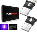 ICBEAMER Mini Smart USB Type-A 2-Pack (Purple) | LED Night Light for Car Interior, Trunk, Center Console, Easy Plug-in, Enhance Automotive Ambiance, Perfect for Night Use