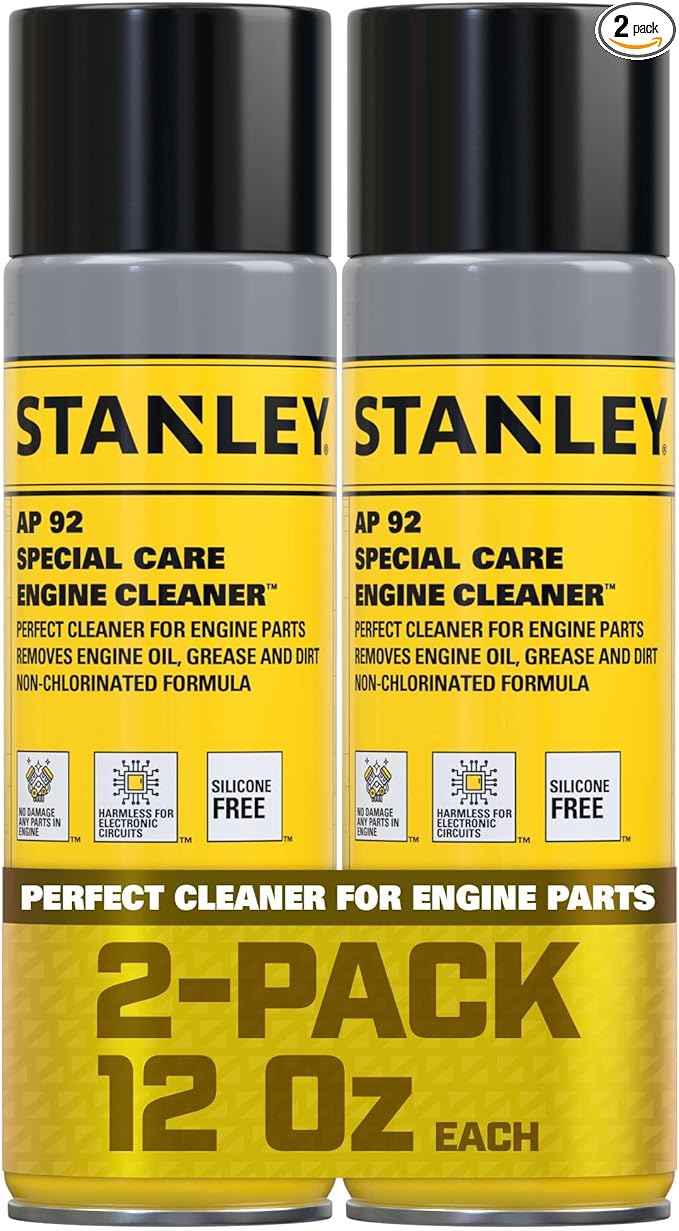STANLEY AP 92 Engine Cleaner Spray - 12x12 Fl. oz., Automotive Degreaser Spray,Use for Tight Spaces, Non-corrosive - 2 Pack