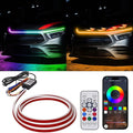 79 Inches RGB Multicolor Dynamic Scanning Starter Hood Lights, Car LED Hood Light Strip, Exterior Flexible Headlight Waterproof Daytime Running Lamps Strips (1 Set)