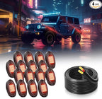 GSRECY Rock Lights Ultra Bright LED Neon Underglow Lights Waterproof for Trucks Pickup SUV UTV ATV RZR Car Boats Motorcycle (Red, 16 Pods+ 33ft Wire Harness)