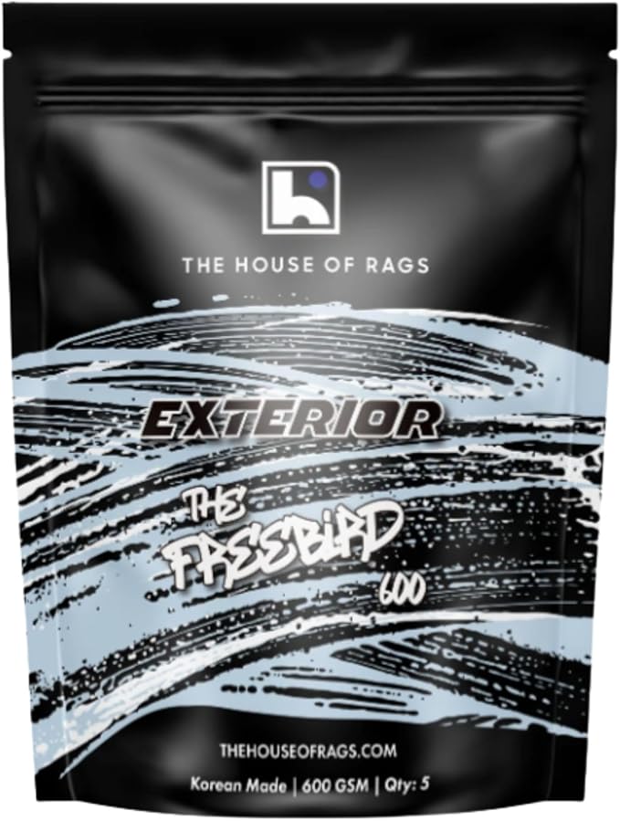 Freebird 600 Edgeless Microfiber Towels, for Quick Detailers, Waterless Wash, Spray Waxes for Touch Ups, 70/30 Premium Korean Microfiber,16x16 inches, 600 GSM, Light Blue, (5 Pack)