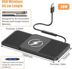 Wireless Car Phone Charger for Lincoln Corsair Nautilus Aviator Navigator, Type C/USB 20W Fast Charging Pad, Non-Slip Charging Station for Travel Home Office Desk, Lightweight, USB