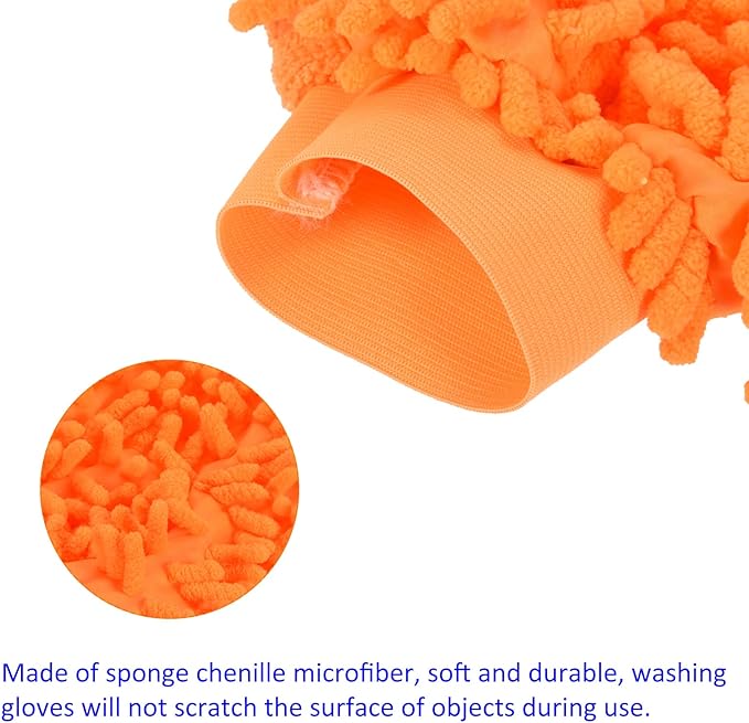 M METERXITY Microfiber Wash Mitt - Chenille Reusable Gloves for Cleaning, Scratch-Free, Apply to Kitchen House Cleaning