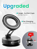Vacuum Magnetic Phone Holder for MagSafe,Foldable Metal Suction Cup Phone Mount,360° Rotatable Phone Mount for All Smartphones & All Car Models-Black