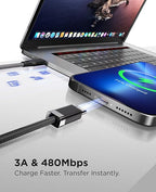 Magtame USB C to USB C Cable 2 Pack [3.3/5FT], StayCable with Magnetic Metal Plate Holder, 60W Fast Charging Type-C Charger Cord, Cable Management for iPhone 17/16/15, Laptop, Car, Original Design