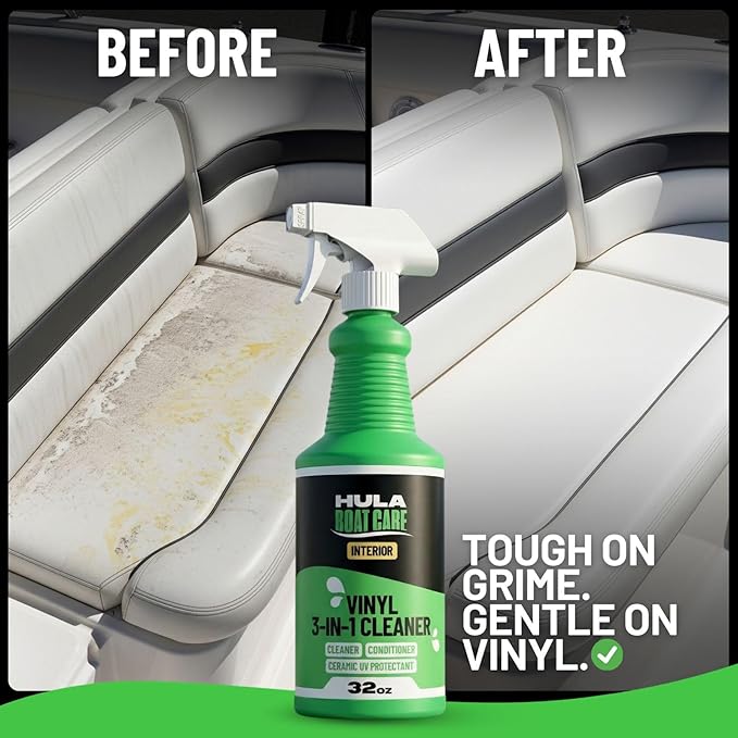 Hula 3-in-1 Boat Vinyl Cleaner, Conditioner and UV Protectant, 32oz — Marine Vinyl Protectant, Boat Seat Conditioner, Made in USA