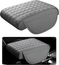 Car Armrest Cushion, 12.2"×8.3" Leather Auto Memory Foam Center Console Pad with Storage Pocket, Waterproof & Anti-Scratch Elbow Pillow Armrest Seat Box Protector, Universal Fit (Gray)