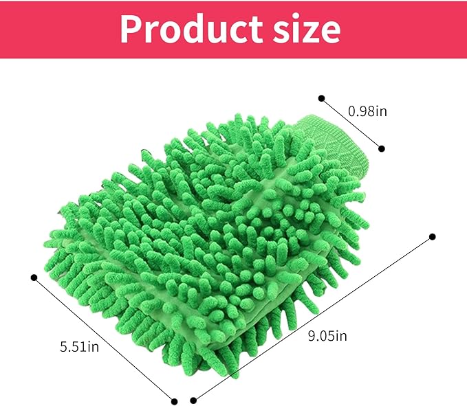 1 Pack 2 Green Car Wash Mitt Microfiber, Deluxe Scratch Free Microfiber Wash Mitt ,9 Inches X 5.5 Inches Car Washing Care Cleaning Kit.