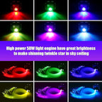 AZIMOM High Brightness 50W Twinkle Fiber Optic Starlight Kits 1200pcs*0.03in*16.4ft End Glow Fiber Strands Sound Activated Bluetooth/APP Remote Control Home Shop Lobby Theater Ceiling Roof Decor