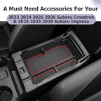 LUWU Center Console Organizer Compatible with Subaru Crosstrek & Impreza 2024-2026 Accessories Armrest Console Secondary Storage Box Insert Tray ABS Material with Coin Holder Red