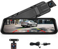 CAMECHO Mirror Dash Cam, 9.66" 1080P FHD IPS Touch Screen Rear View Mirror Camera, Front and Backup Camera for Cars, Dashcam Night Vision, Loop Recording, Wide Angle, Parking Assistance