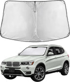 EcoNour Windshield Sunshade Compatible for BMW X3 2011-2015 2016 2017, Sun Visor for Front Windshield & Window Sun Shade Cover, UV Heat Blocker & Protector, Car Accessories