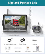 RV Wireless Backup Camera, 7" IPS Monitor +AHD Rear View Camera,Support Up to 4 Cameras DVR Image Flip, Wireless Back Up Camera 12V-36V for Truck/Trailer/RV/Camper/Excavator/Caravan