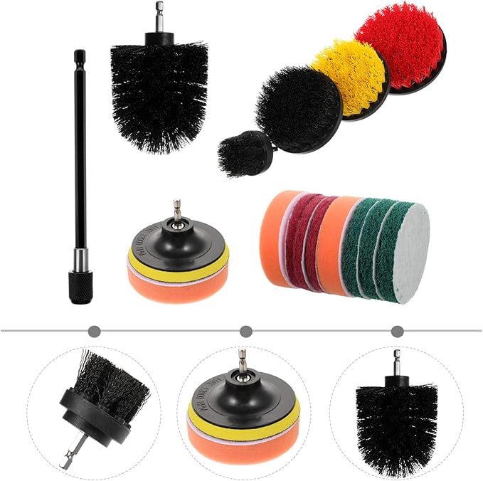 Electric Scrubber Wheel Cleaner Brush Electric Drill Brush Drill Brush attachments Set Electric Cleaning Brush Set Drill Brush Power Scrubber Set Drill Brush Electric Scrubber Car Kit Brushes (