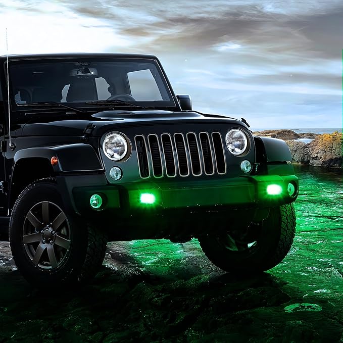 Nilight Flush Mount LED Light Pods 2 PCS 42 W Green Upgraded Spot Flood Combo Bumper Driving Fog Lights Fishing Hunting Emergency Safety Signal Light for UTV Pickup Van Boat Tractor