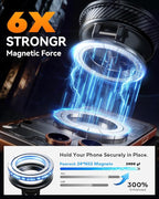 Upgraded Car Phone Holder for Magsafe [98+LBS Strongest Suction & 2400gf Magnetic] Vacuum Magnetic Phone Holders for Your Car 360° Adjustable Car Phone Mount for iPhone & Android Black