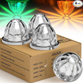 4-Pack Dual Color Watermelon Lights LED Strobe & Steady Cab Roof Clearance Warning Marker Lights with Clear Lens & Bezel Suitable for Trailer Kenworth Peterbilt Freightliner (Amber Green)