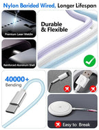 Travel Essentials for Apple Watch Charger,iPhone Charger,3 in 2 Type C/L/Magnetic Fast Charging Cable,Multi Charging Cable Portable Designed for iWatch Series,iPhone 17-11,Galaxy S26-S21,Car-5FT