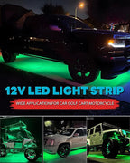 12V Led Light Strip Connectable 24Inch Green Led Strip Lights for Car Underglow Kit Golf Cart Motorcycle Boat Cabinet Waterproof Led Light Strip,4Pack