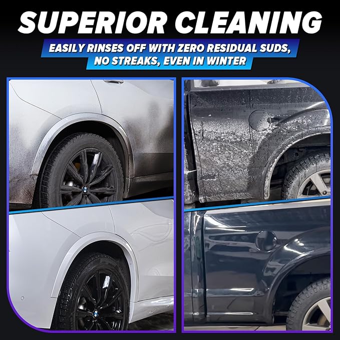 Carfidant Salt Crusher - Car Wash Soap for Salt and Grime Removal - Thick Snow Foam Formula - Prevents Corrosion, Gently Cleanse and Eliminate Dirt - Shampoo Works with Foaming Cannon & Bucket - 128oz