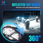 MICTUNING C4+ RGBW Rock Lights, 8 Pods 360° Ultra Bright Pure Color Underglow Neon Lights, Bluetooth APP Control & Music Mode, IP68 Waterproof, for Trucks Cars ATV UTV Golf Cart (2 Year Warranty)