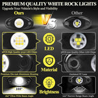 24 Pods White Rock Lights, 6000K Pure White Super Bright Wide Angle IP68 Waterproof LED Rock Lights for Trucks Pickup SUV UTV ATV Motorcycle Car Boats Underglow Lighting