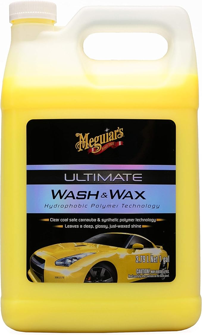 Meguiar's Car Wash Bundle - 1 Gallon Ultimate Wash & Wax, Car Wash Soap with Additional Wax Protection and Microfiber Mitt, Premium Car Wash Mitt - The Perfect Car Wash Kit