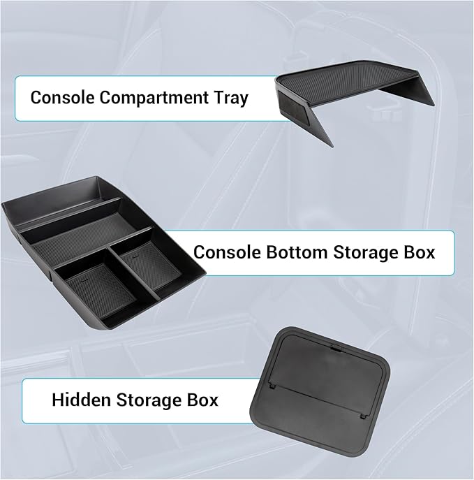 Center Console Organizer Compatible with 2024-2026 Chevy Traverse Accessories, Divider Compartment Tray＆Console Bottom Storage Box＆Armrest Hidden Insert Tray (Not fit 2024 Traverse Limited)