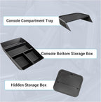 Center Console Organizer Compatible with 2024-2026 Chevy Traverse Accessories, Divider Compartment Tray＆Console Bottom Storage Box＆Armrest Hidden Insert Tray (Not fit 2024 Traverse Limited)