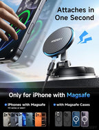 ANDERY Only for iPhone Magsafe Car Mount Charger [15W Fast Wireless Charging, 78+LBS Strong Suction 2400gf Strong Magnetic] 360° Adjustable Car Phone Holder, Phone Holders for Your Car for pats & mats