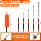 SISUPASSIE 20FT Reach High Ceiling Duster Kit, Window Cleaning kit with 3-12FT Extension Pole, Fan Duster for Ceiling Fan Blades, Microfiber Feather Duster, Rotatable Window Squeegee and Cobweb Duster