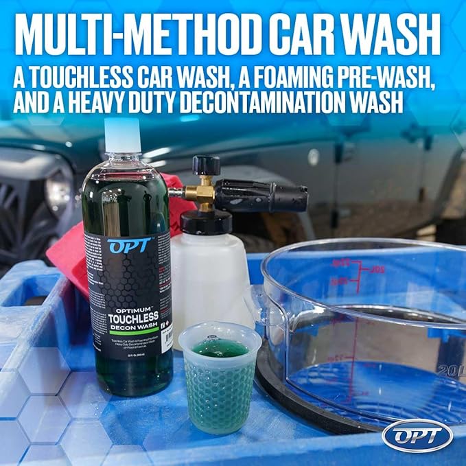 Optimum Touchless Decon Car Wash Soap – pH Neutral, Heavy Duty Decontamination, Touch Free, Spray on and Rinse Off Car Wash and Ceramic Coating Maintenance Multi-Use Formula (1 Gallon)