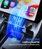 Teeran Wireless CarPlay Adapter for iPhone (2026 Upgraded), Mini Plug & Play for Cars with Factory Wired Apple CarPlay, Fast & Stable Connection, Easy Setup, Wide Vehicle Compatibility (Black)
