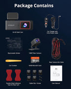 Kingslim 4K Dash Cam Front and Rear, Front 4K Rear 1080P Dual Dash Camera for Cars, Mini Dashcam with 64GB Card, APP Control, Night Vision, G-Sensor, Loop Recording, Parking Mode