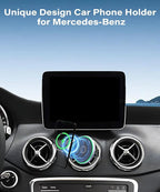 Car Phone Holder for Mercedes Benz C-Class E-Class S-Class B-Class A-Class GLC/GLE/GLS/GLB/GLA-Class 2016-2025 Accessories 15W Fast Wireless Charger Cell Phone Mount 360° Rotation