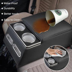 Center Console Organizer Armrest Storage Box with Cup and Phone Holder for Car & Van & Truck Floor Cab Back Bench Seat Black