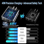 45W USB C Fast Charging for iPhone 17 Pro Max/16/15 Pro,3Pack 45W Dual Port USB C iPhone Charger Block & 6/10/10FT Long USB C Cable for iPhone 17 Pro/16 Pro Max/15 Plus/for Samsung S26 S25-Colorful