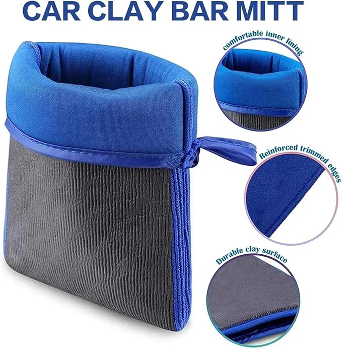Clay Bar Mitt for Car Detailing - Professional Clay Cloth Car Wash Glove | Paint Decontamination & Fallout Remover | Scratch-Free Microfibre Cleaning Mitt for