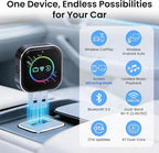 ELECROW Wireless CarPlay Adapter for iPhone＆Android - 3 in 1 Dual Band WiFi 2.4G/5G & Bluetooth 5.3 Airplay Mirror Link CarPlay Dongle with USB-A/Type-C Port, Plug & Play, OTA Update
