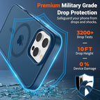 SUPFINE Magnetic for iPhone 16 Pro Max Case with Screen Protector (Compatible with MagSafe) (Military Grade Drop Protection) Translucent Matte Shockproof with Anti-Fingerprint Phone Case,Deep Blue